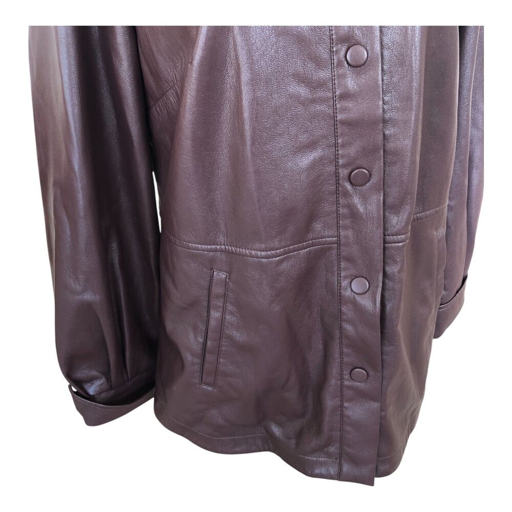 Chico's Chocolate Brown Corpcore Country Western Faux Leather Snap‎ Jacket  S - Picture 3 of 16